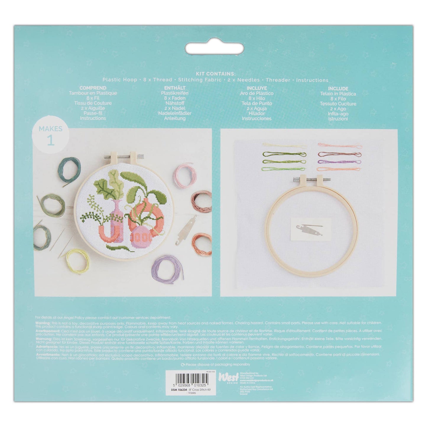 Simply Make Cross Stitch Craft Kit - Vases Design