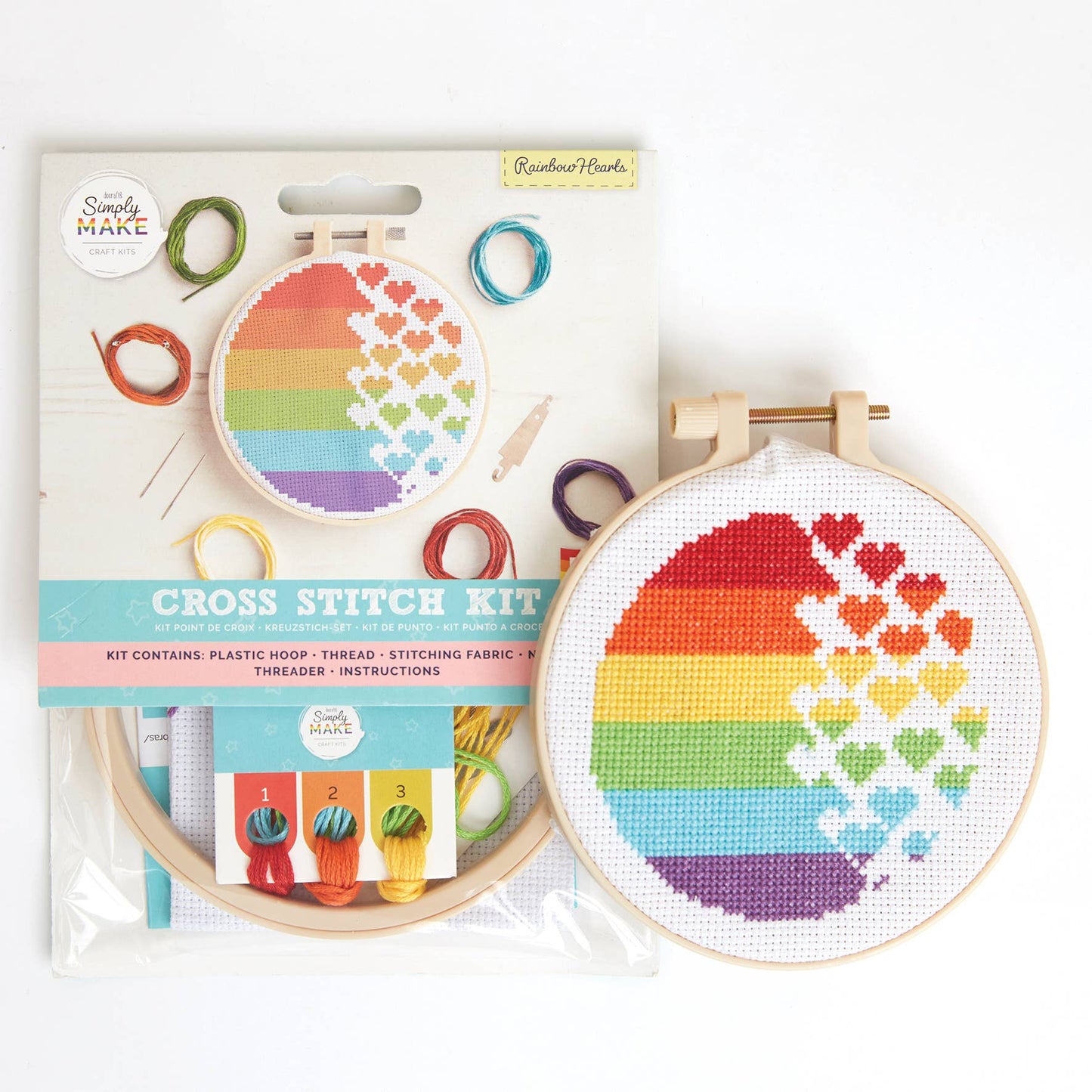 Cross Stitch Kit "Rainbow Hearts Design"