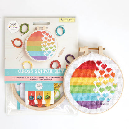 Cross Stitch Kit "Rainbow Hearts Design"