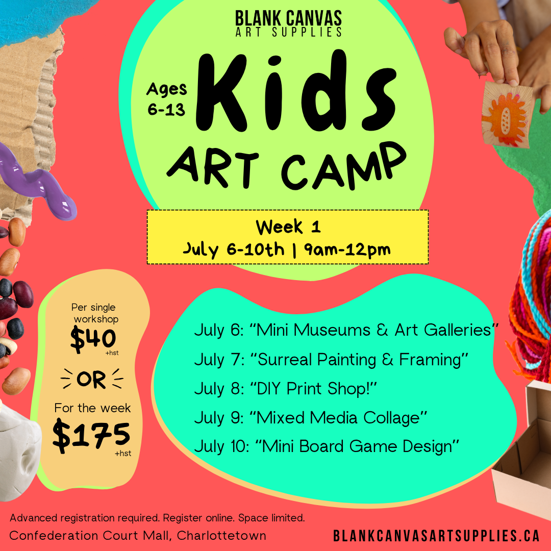 Kids Art Camp (ages 6-13) Week of July 6-10th