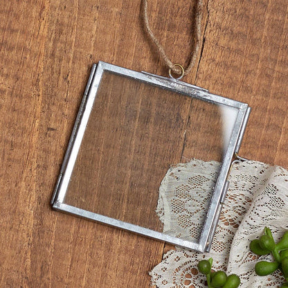 Metal and Glass Frame Ornament 3.3"
