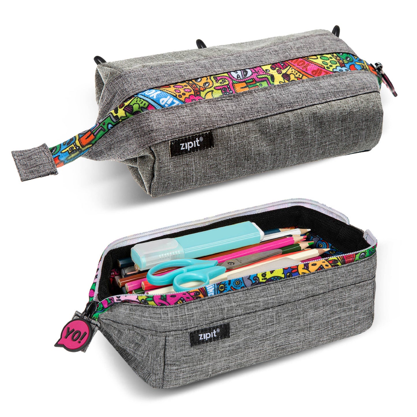 ZIPIT Lenny Pencil Case (Light Grey)