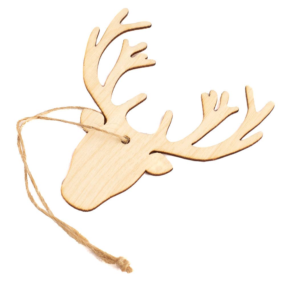 3" DIY Laser Cut Deer Head Wood Ornaments