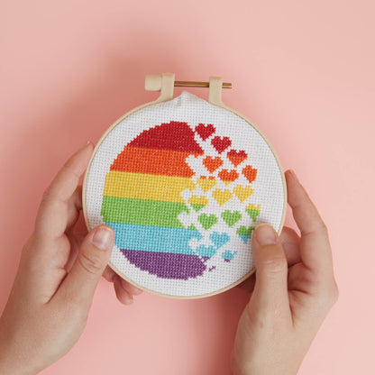 Cross Stitch Kit "Rainbow Hearts Design"