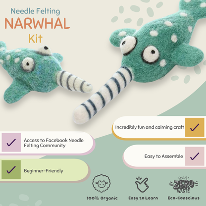Woolbuddy Needle Felting Kit "Narwhal"