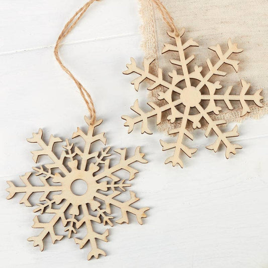 4" DIY Natural Wood Snowflake Laser Cut Ornament