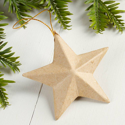 Paper Mache Dimensional Star Ornament 3x3"