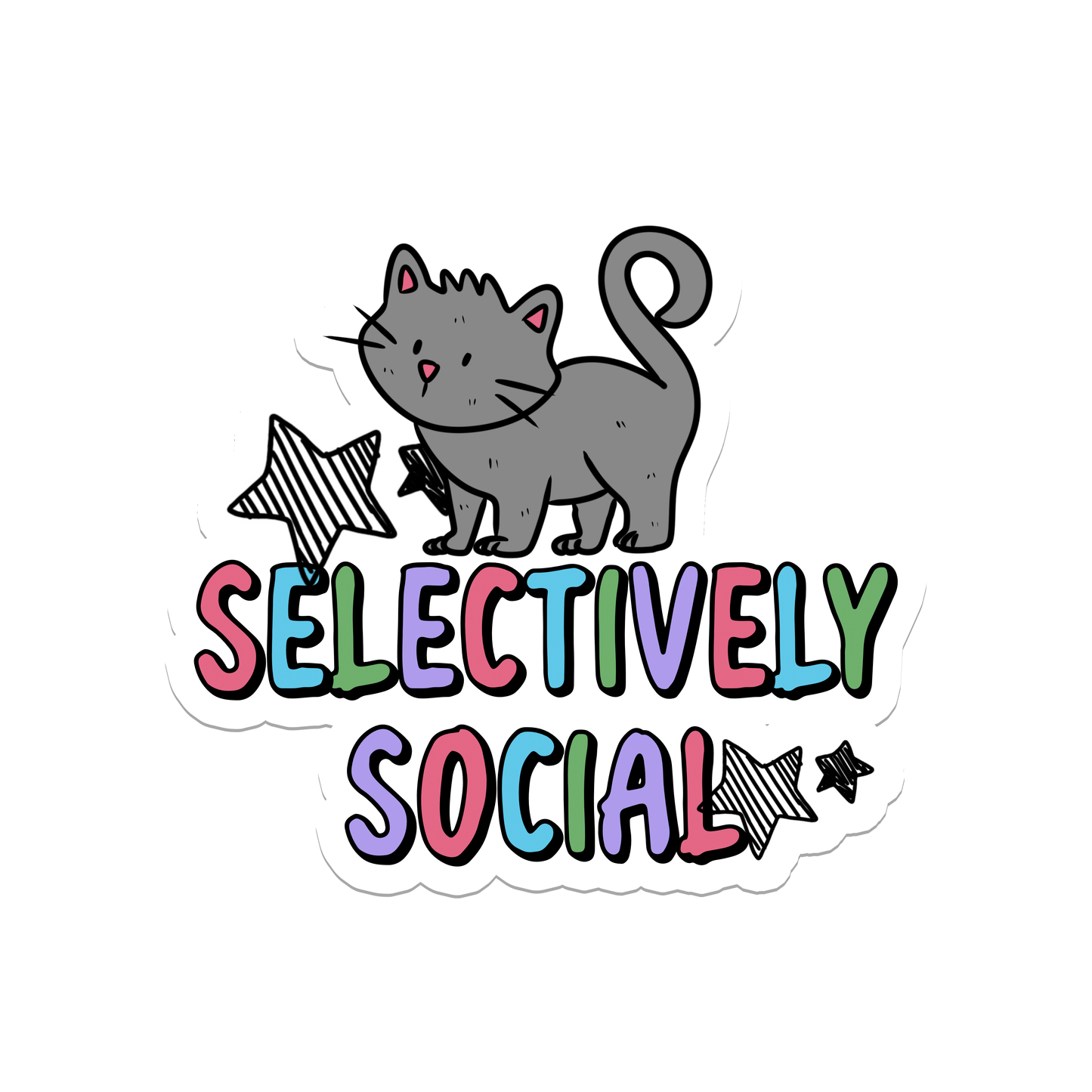 "Selectively Social Cat" Sticker