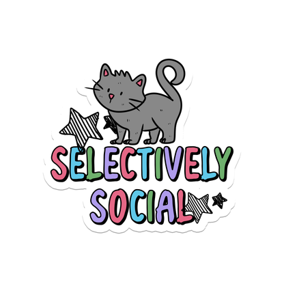 "Selectively Social Cat" Sticker