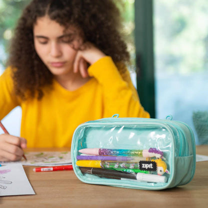 ZIPIT Half & Half Pencil Case, Aesthetic Pouch: Black