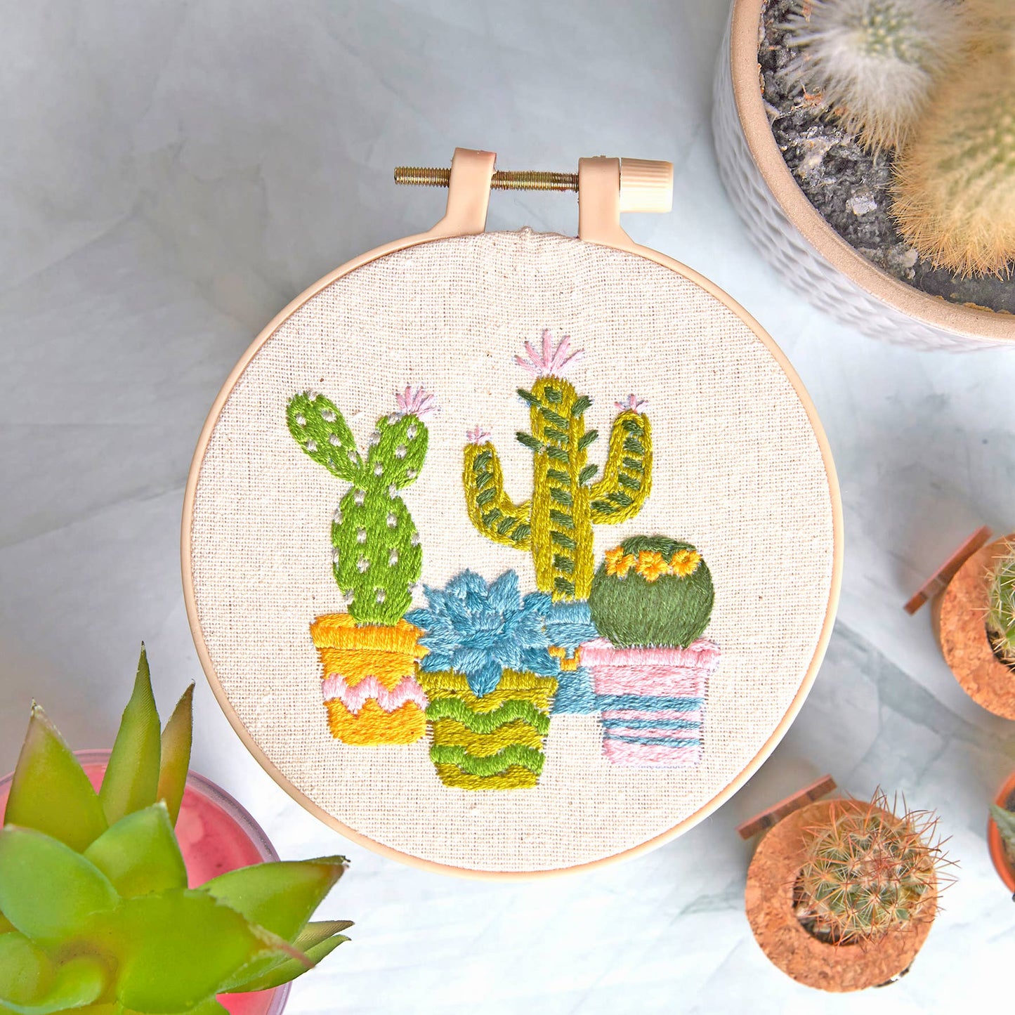Simply Make Embroidery By Numbers Cacti Craft Stitch Kit