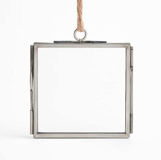 Metal and Glass Frame Ornament 3.3"