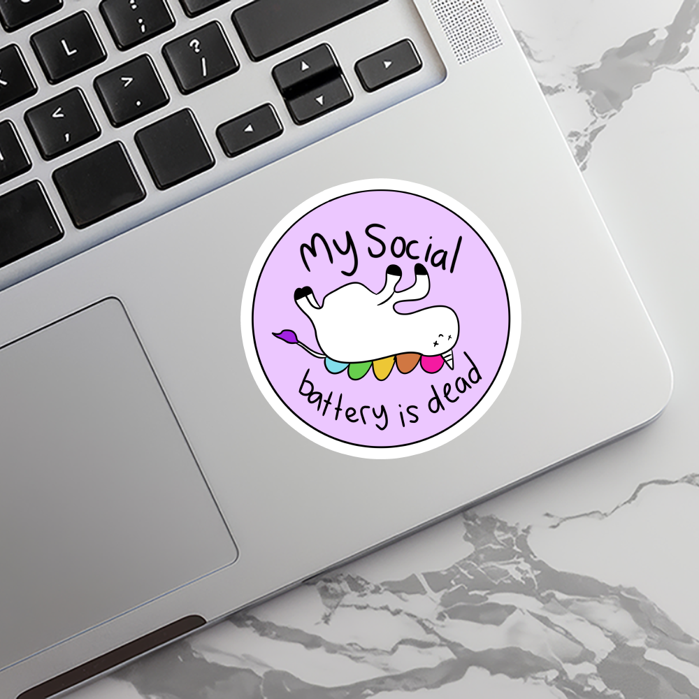 "Social Battery Dead" Sticker