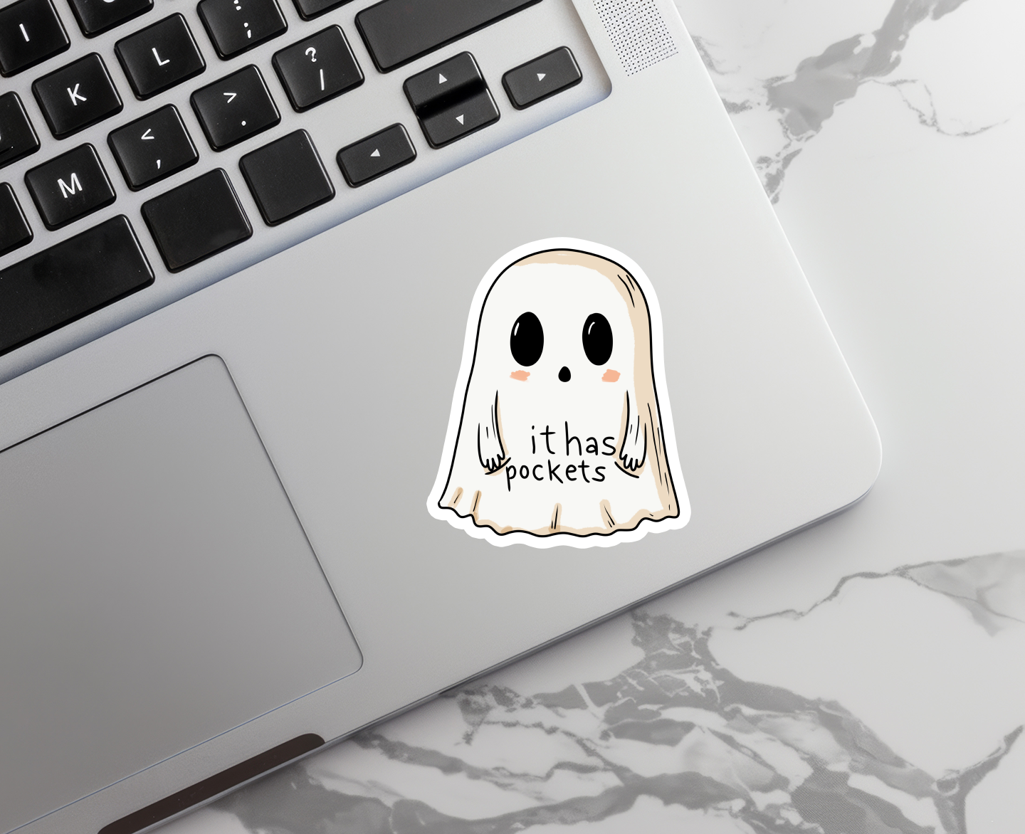 "It Has Pockets Ghost" Sticker
