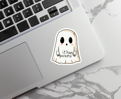"It Has Pockets Ghost" Sticker