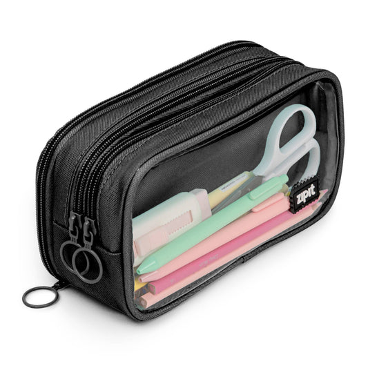 ZIPIT Half & Half Pencil Case, Aesthetic Pouch: Black