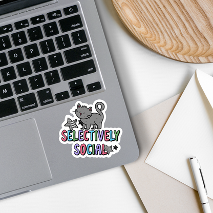 "Selectively Social Cat" Sticker