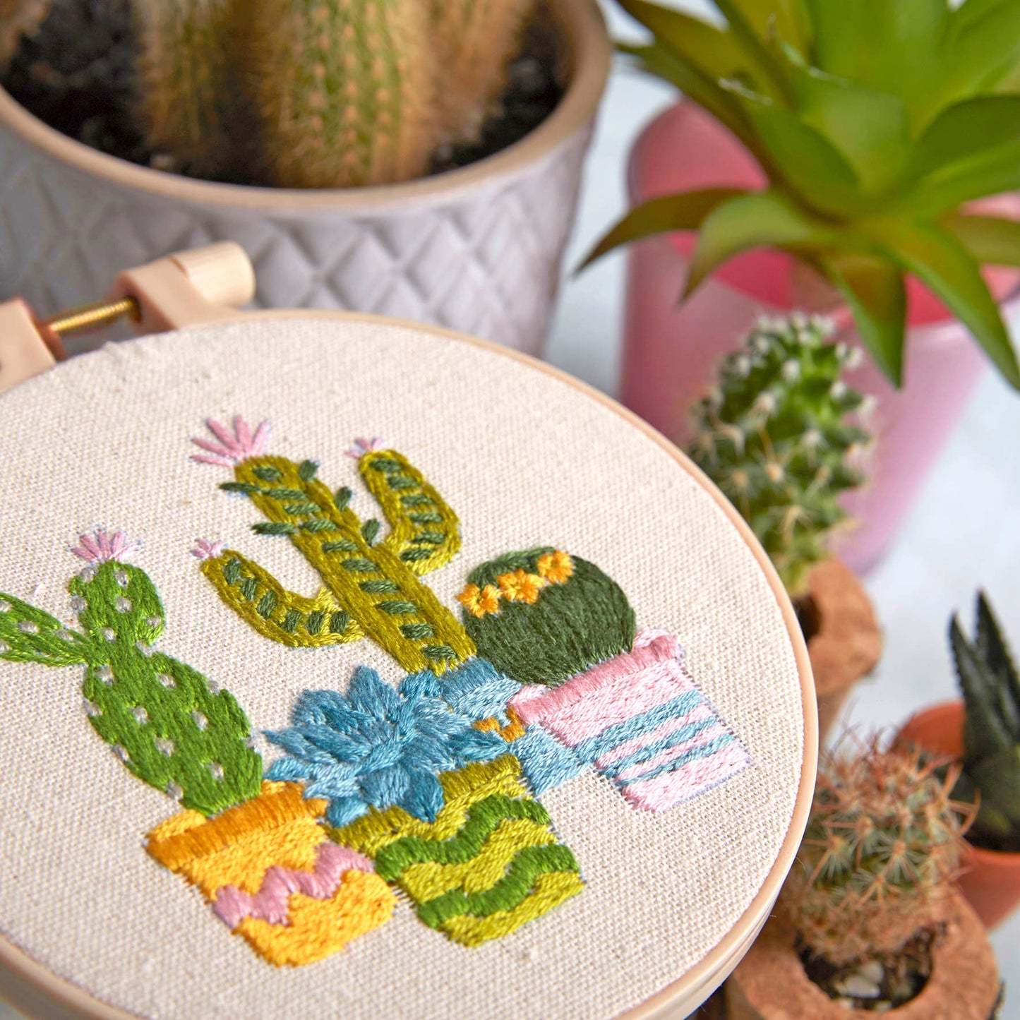 Simply Make Embroidery By Numbers Cacti Craft Stitch Kit