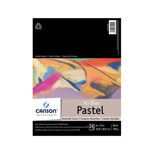 Canson Mi-Teintes Pastel Pad Assorted Colours 9” x 12” 98lb Fold Over 24 sheets