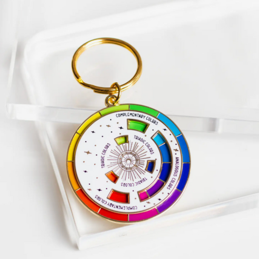 Colour Wheel Enamel Keychain White/Gold