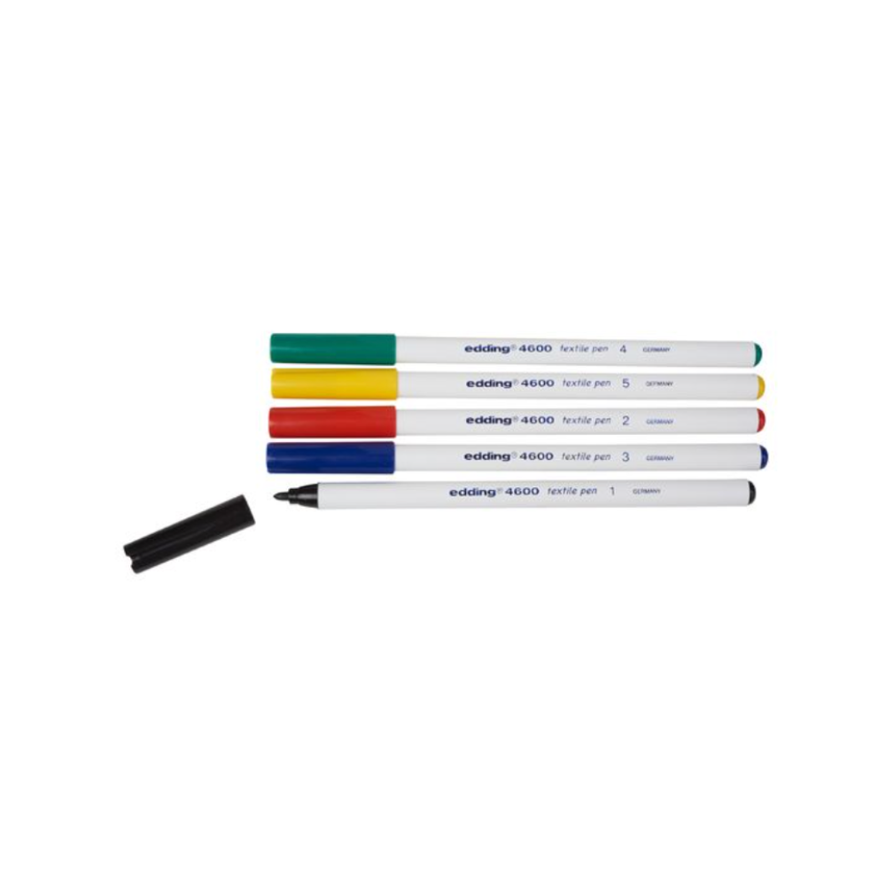 Edding 4600 Textile Pen 5-Pen Basic Set
