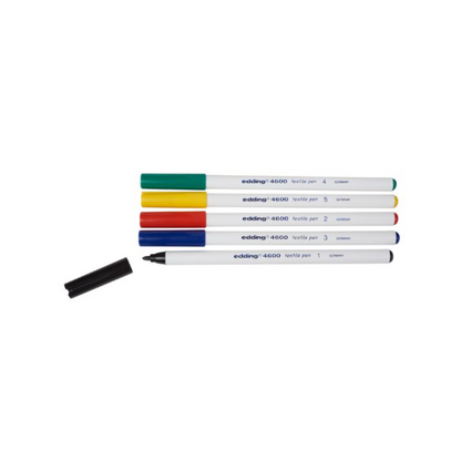 Edding 4600 Textile Pen 5-Pen Basic Set