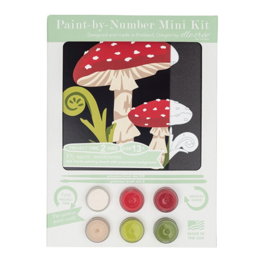 Elle Cree: Fly Agaric Mushrooms MINI Paint-by-Number Kit
