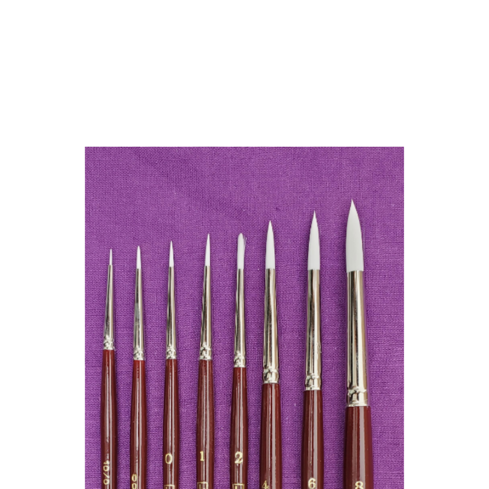 HJ Series 970 White Taklon Round Brush Short Handle