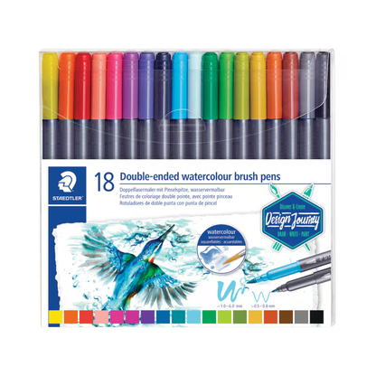Staedtler Double-ended Watercolour Brush Pens Set of 18