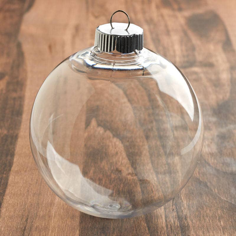 Clear Acrylic Fillable Ball Ornament 3.9"