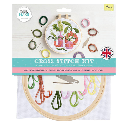 Simply Make Cross Stitch Craft Kit - Vases Design