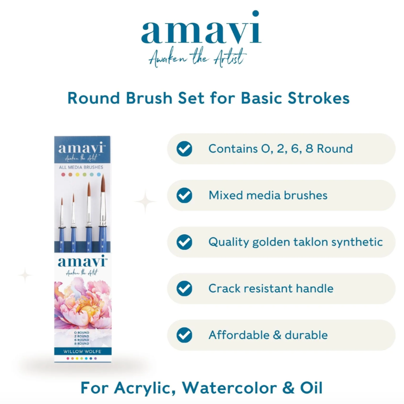 Willow Wolfe Amavi Mixed Media Basic Strokes Set of 4