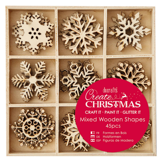 Christmas Wooden Snowflakes (45 pieces)