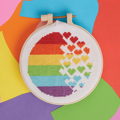 Cross Stitch Kit "Rainbow Hearts Design"