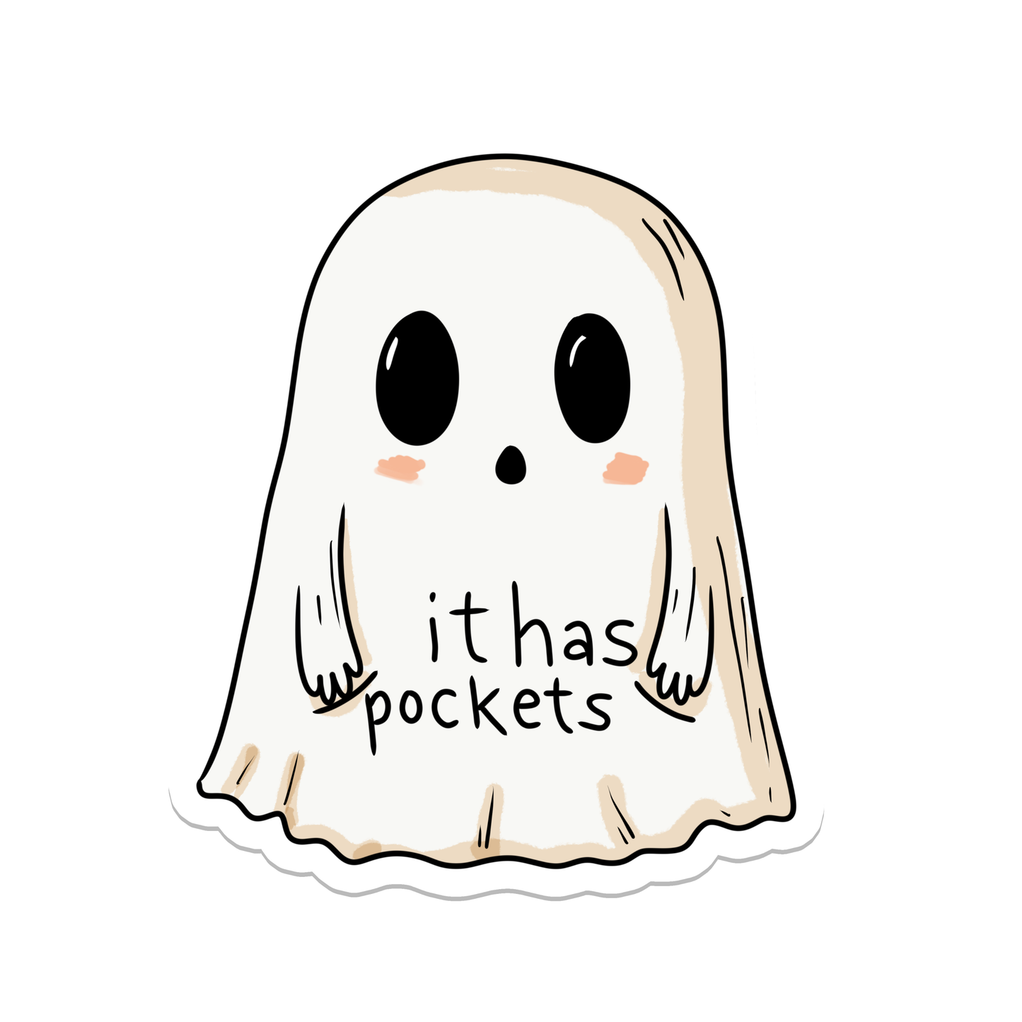 "It Has Pockets Ghost" Sticker