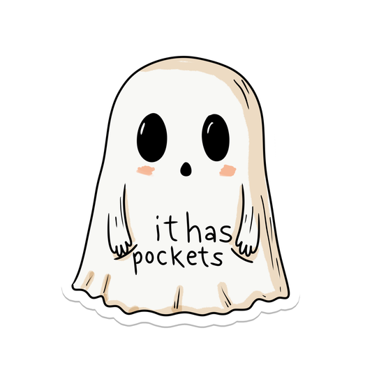 "It Has Pockets Ghost" Sticker