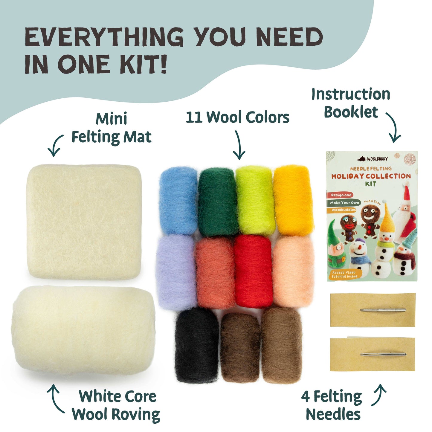DIY Needle Felting Holiday Collection Kit – Christmas Set