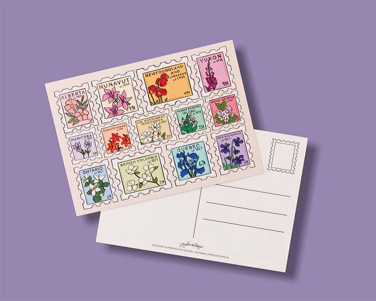 🇨🇦 "Canada Provincial Floral Postage Stamp" Postcards