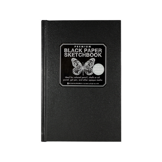 Premium Hardcover Black Paper Sketchbook 5.75x8.75" 110gsm 96 Sheets