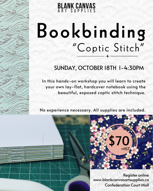 Bookbinding Workshop: Coptic Stitch Notebook - Sunday, October 18th 1-4:30pm