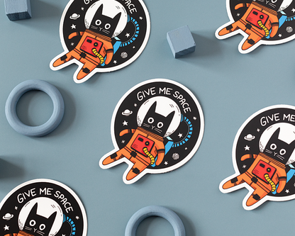 "Give Me Space Cat" Vinyl Sticker