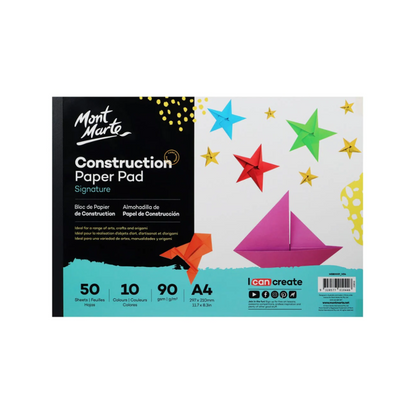 Mont Marte Kids Construction Paper Pad 8.3x11" of 50 sheets