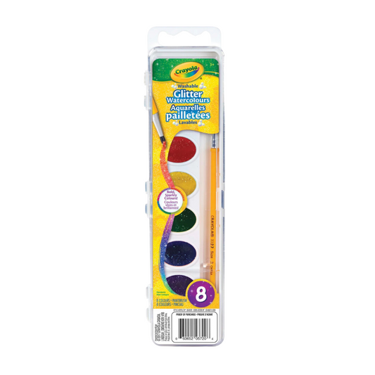 Crayola Washable Glitter Watercolour Paints Set of 8 w/brush