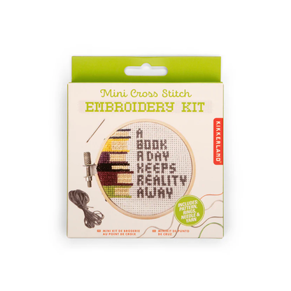 Kikkerland Mini Cross Stitch Kit - Books