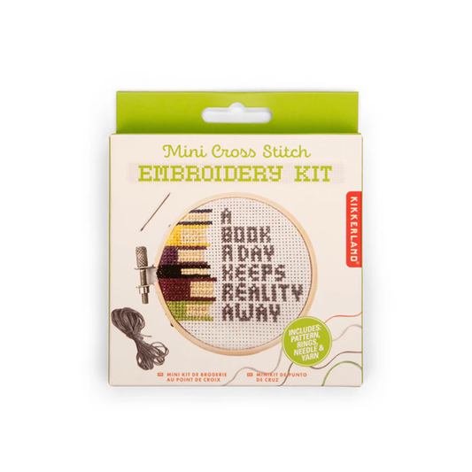 Kikkerland Mini Cross Stitch Kit - Books