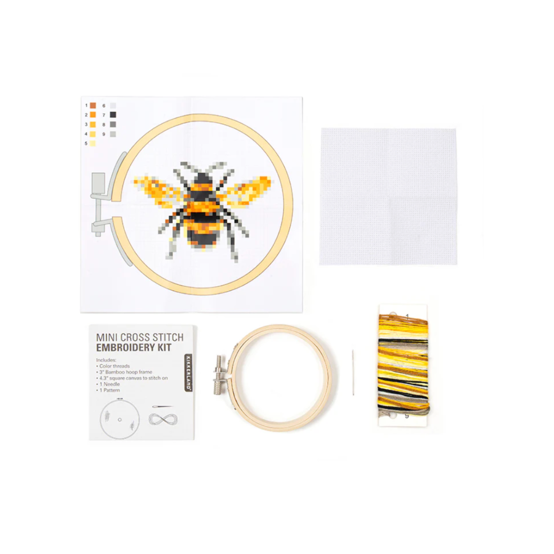 Kikkerland Mini Cross Stitch Kit - Bumblebee