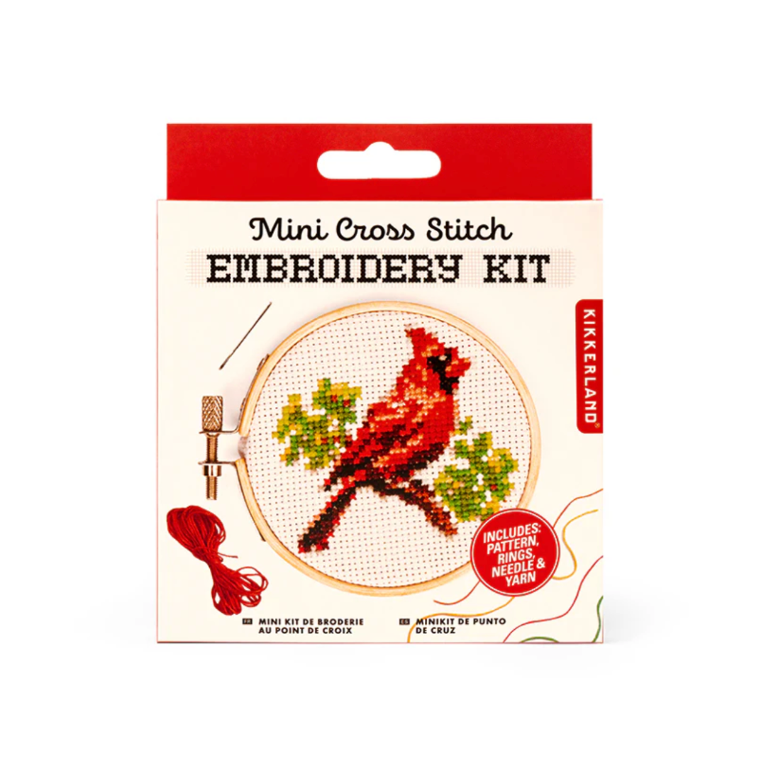Kikkerland Mini Cross Stitch Kit - Cardinal