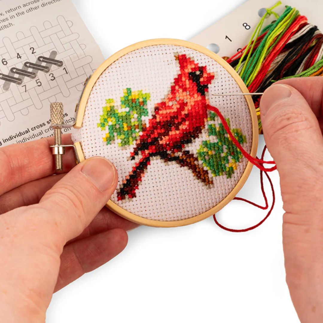 Kikkerland Mini Cross Stitch Kit - Cardinal