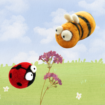 Woolbuddy Needle Felting Kit "Bee and Ladybug"
