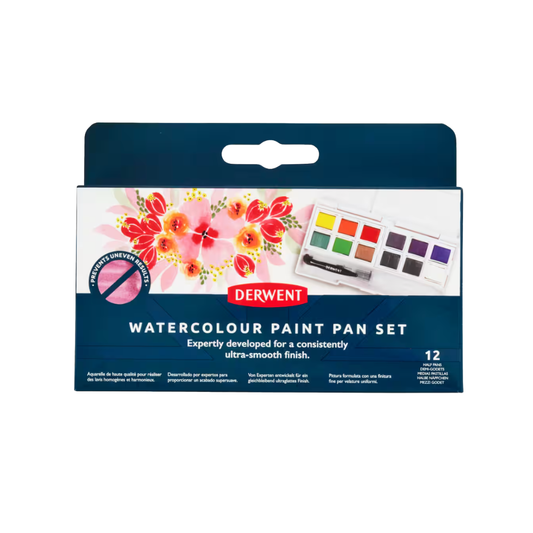 Derwent Watercolour Set of 12 Pans w/water brush